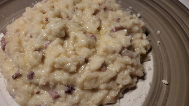 Risotto con speck, birra e Philadelphia