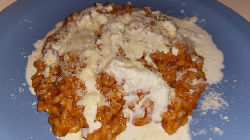 Risotto al pomodoro e stracciatella