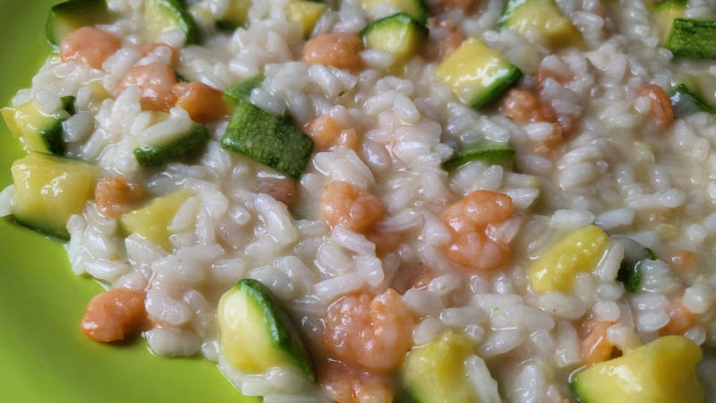 Risotto zucchine e gamberetti