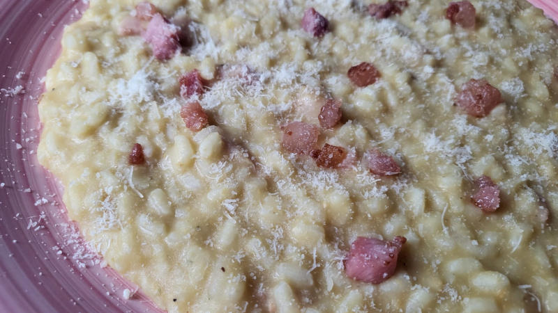 Risotto alla crema di ceci e guanciale