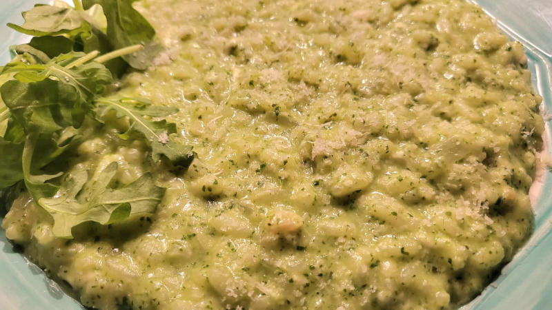 Risotto al pesto di rucola e stracchino