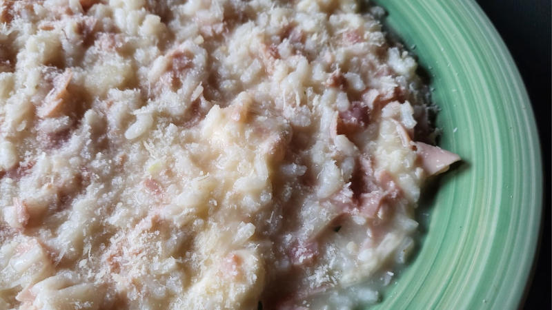 Risotto con Emmental e prosciutto cotto